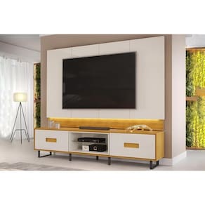 Estante P- Sala Até 75 Polegadas Madri C- Led E Nichos 240x209cm Bali-cedro - Dj Móveis