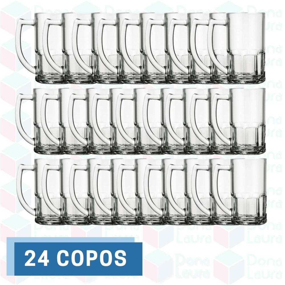 Conjunto 24 Canecas Vidro Vitamina 320ML  Para Chopp Cerveja