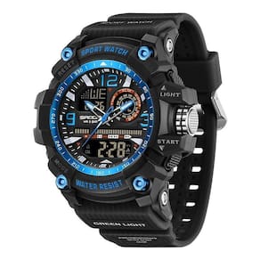 Relógio Esportivo Digital Multifuncional Resistente À Água 50m Alarme Preto Azul