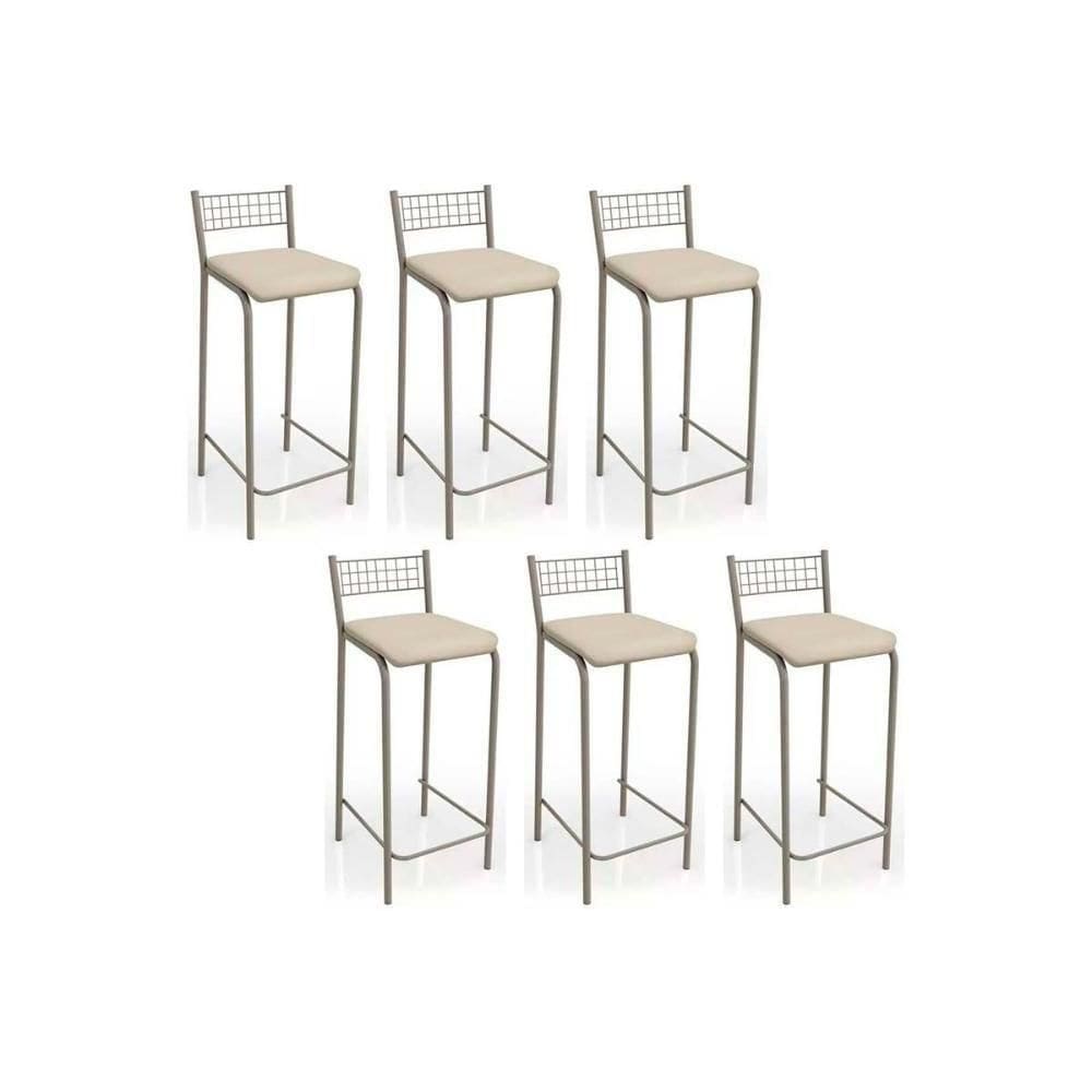 Banqueta De Cozinha Gênova B705 Kit 6 Un Niquel Nude 16