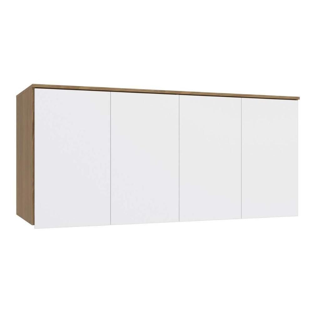 Módulo De Quarto Adapt Armário Ponte Aéreo Casal N542 Adapt C- 4 Portas Nogueira-branco - Kappesberg