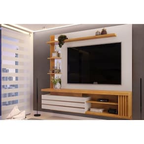 Painel Quarto P- Tv Até 55 Pol Marin C- 1 Porta E Torre Ripada 160x153cm Bali-cedro - Dj Móveis