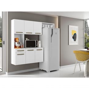 Armário De Cozinha Suspenso Com Balcão Nicho 6 Portas E 1 Gaveta Cosina - Branco