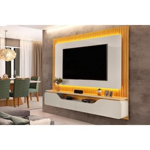 Home P- Tv Até 70 Polegadas Treviso Ripado 100% Mdf C- Led 210x180cm Bali-cedro - Dj Móveis