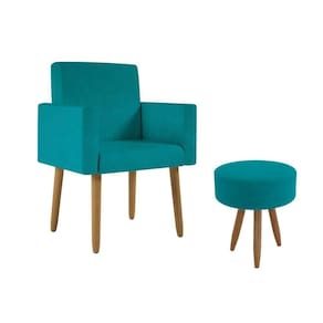 Poltrona Decorativa Cadeira Consultorio Com Puff - Balaqui Cor:azul Turquesa Azul Turquesa