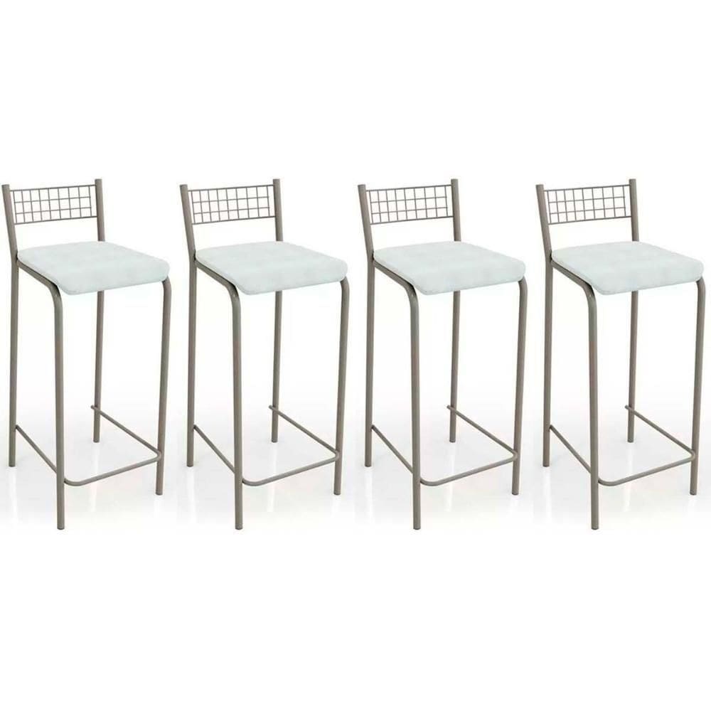 Banqueta De Cozinha Gênova B705 Kit 4 Un Niquel Branco 106