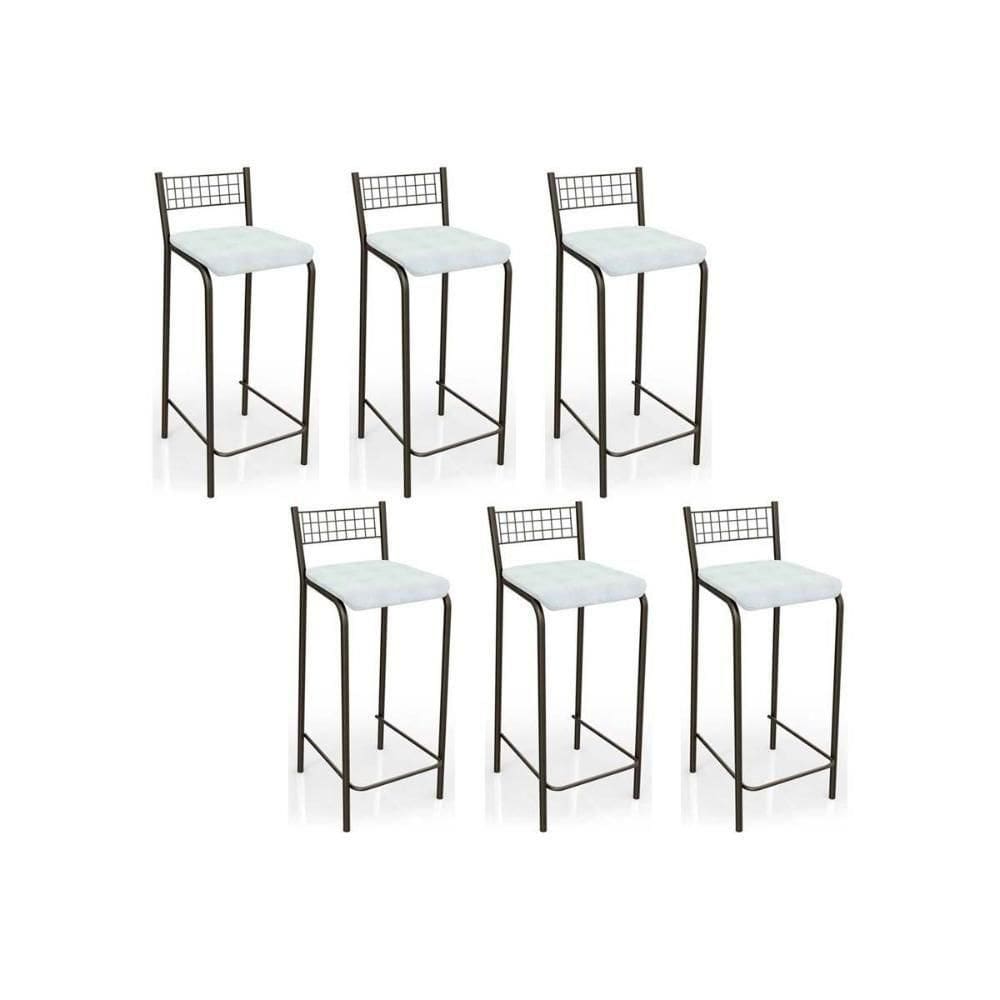 Banqueta De Cozinha Gênova B705 Kit 6 Un Bronze Branco 106