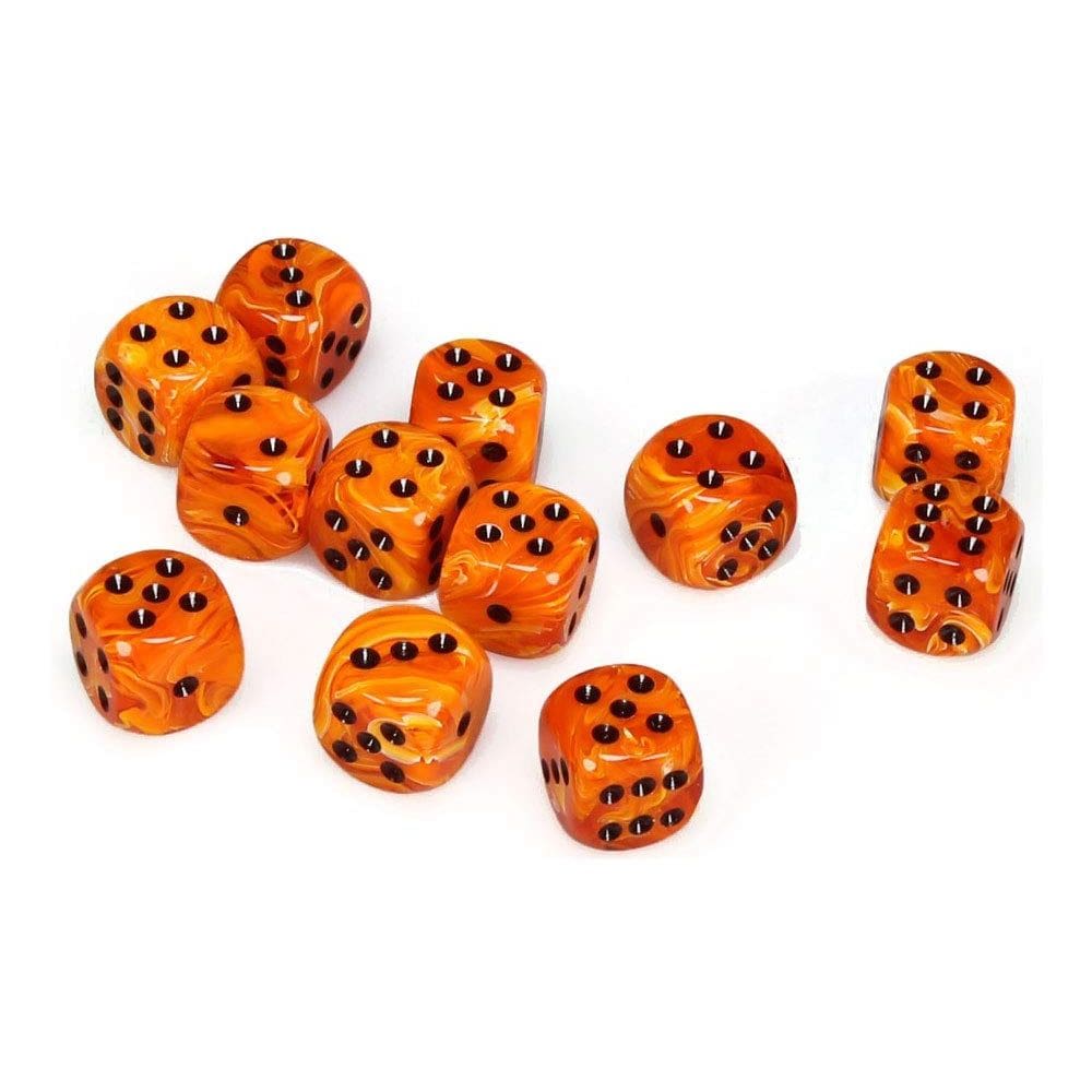 Conjunto de dados DND Chessex Vortex Orange and Black 12 Dice D6