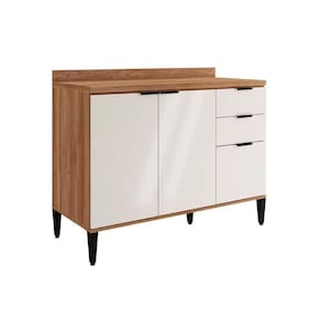 Balcão De Cozinha Alpha 2506 3 Portas E 2 Gavetas Com Tampo 120cm Freijó