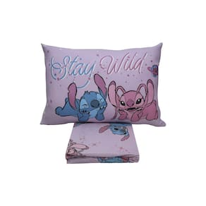 Jogo Lençol Lilo Stitch Love 2 Peças C/ Elástico Licenciado