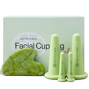 Conjunto de ventosas faciais e ferramenta facial Gua Sha Rena Chris Green