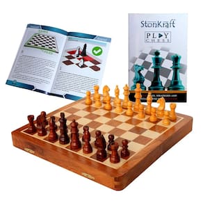 Conjunto de tabuleiro de xadrez StonKraft 10x10 com peças de xadrez de madeira