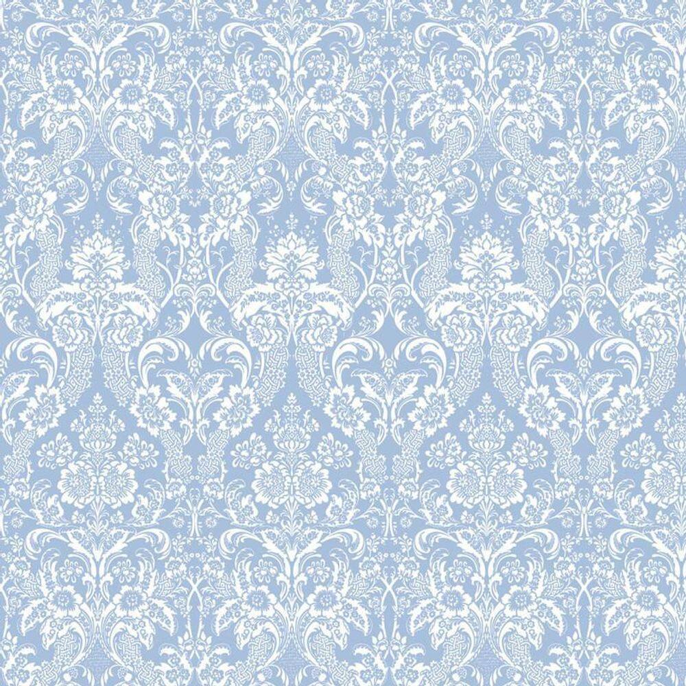 Papel De Parede Azul Celeste Arabesco Adesivo Sala Quarto