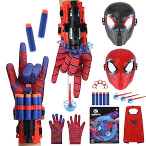 Conjunto de brinquedos Spider Web Shooter com luvas e capa do Homem-Aranha para crianças