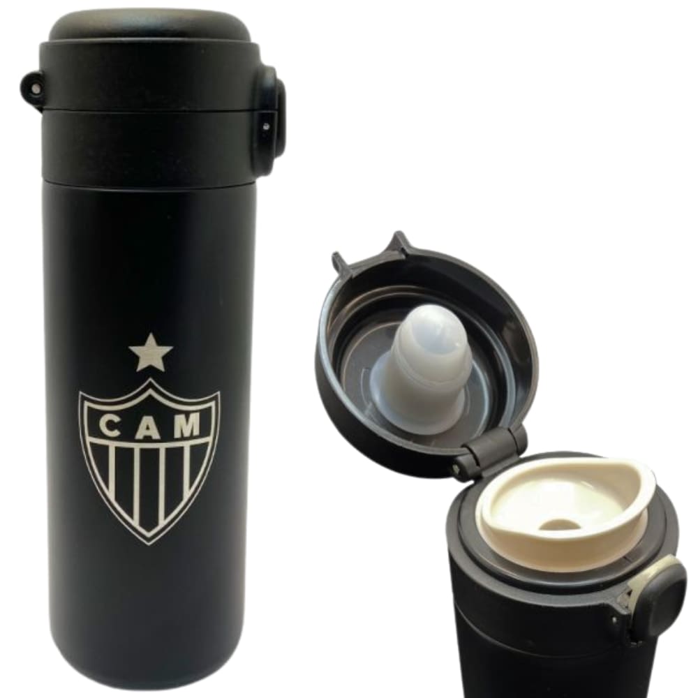 Garrafa Atlético Mineiro Térmica 6 Horas Quente Gelada 400ml Com Trava Oficial
