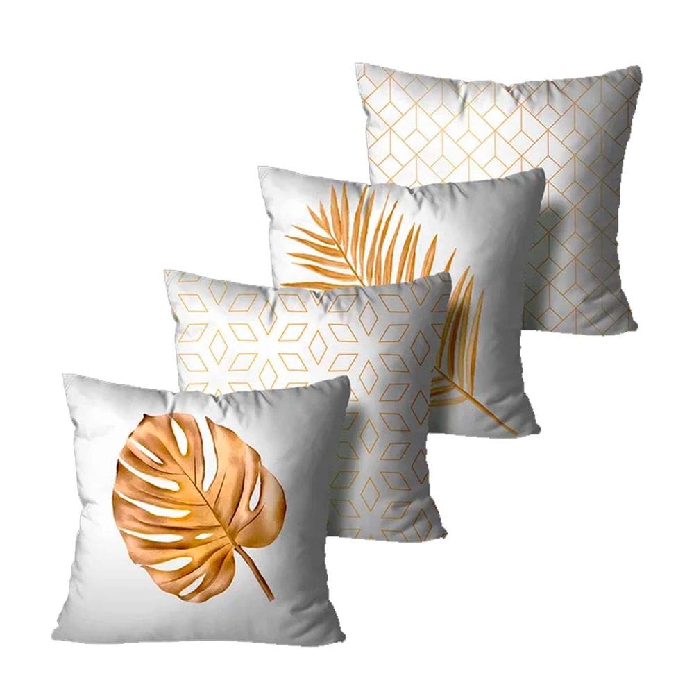 Kit 4 Capas Almofadas Decorativas Abstratas Branco 45x45cm