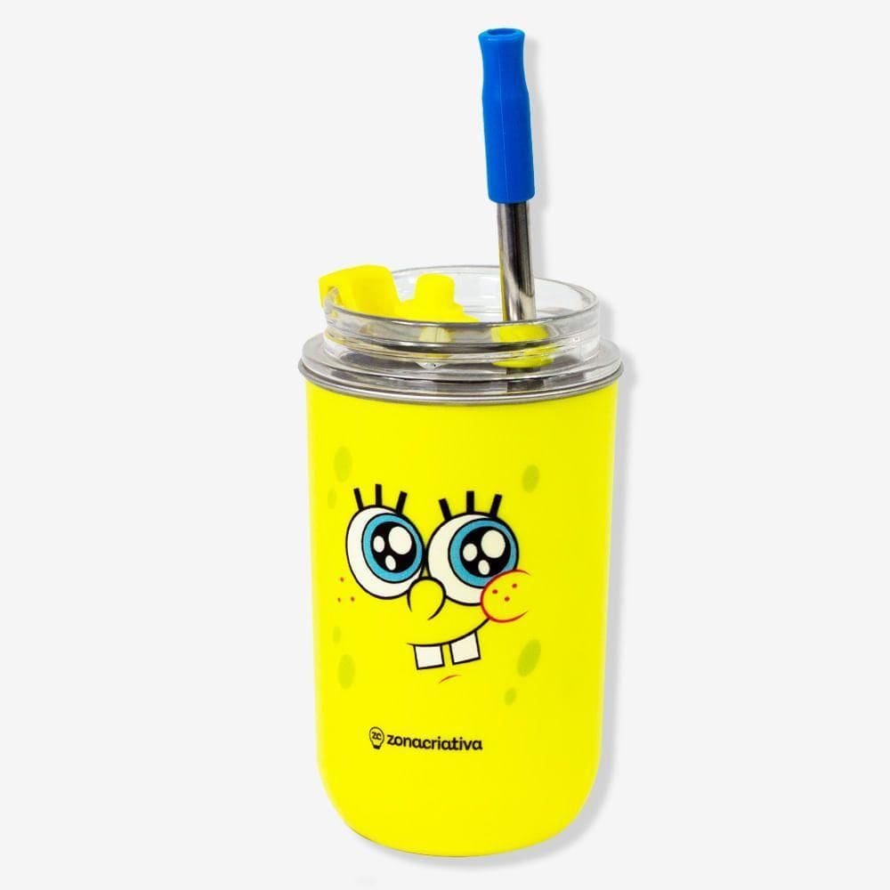 Copo Neo Com Canudo Bob Esponja