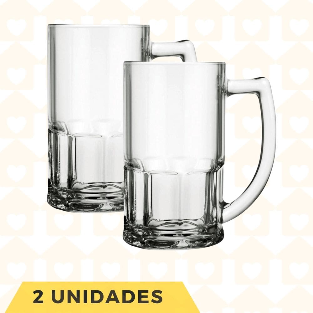 Kit 2 Canecas Vidro Vitamina 320ML Sucos Cerveja Chopp