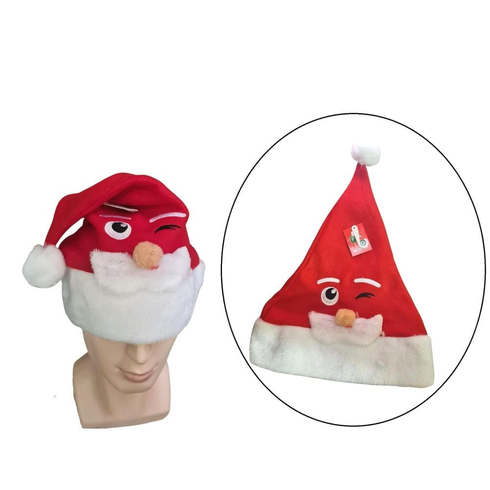 Gorro De Natal De Pelúcia Com Carinha De Papai Noel