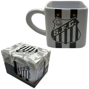 Caneca Santos Peixe 3D Cubo Quadrada Porcelana 330ML Oficial