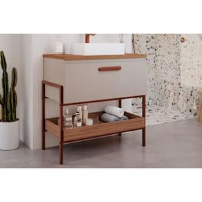 Gabinete De Banheiro Balcão Portinari 1 Porta C-cuba 80cm Cappuccino-freijo - Mgm