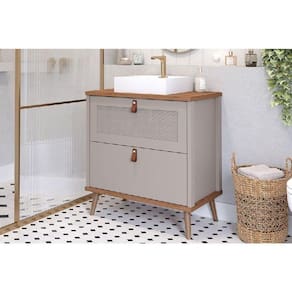 Bancada De Banheiro Balcão Vêneto 1 Porta E 1 Gaveta C- Cuba 60cm Cappuccino-freijo - Mgm