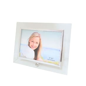 Porta Retrato Vidro Reto Prime Borda Prata 10x15 Horizontal - Tuut