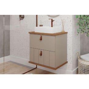 Bancada De Banheiro Balcão Milano 1 Porta E 1 Gaveta C- Cuba 60cm Cappuccino-freijo - Mgm