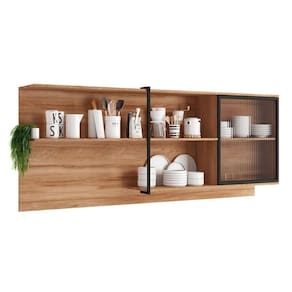 Armário De Cozinha Modulado Alpha 2504 Com 1 Porta Com Vidro Canelado 200cm Freijó