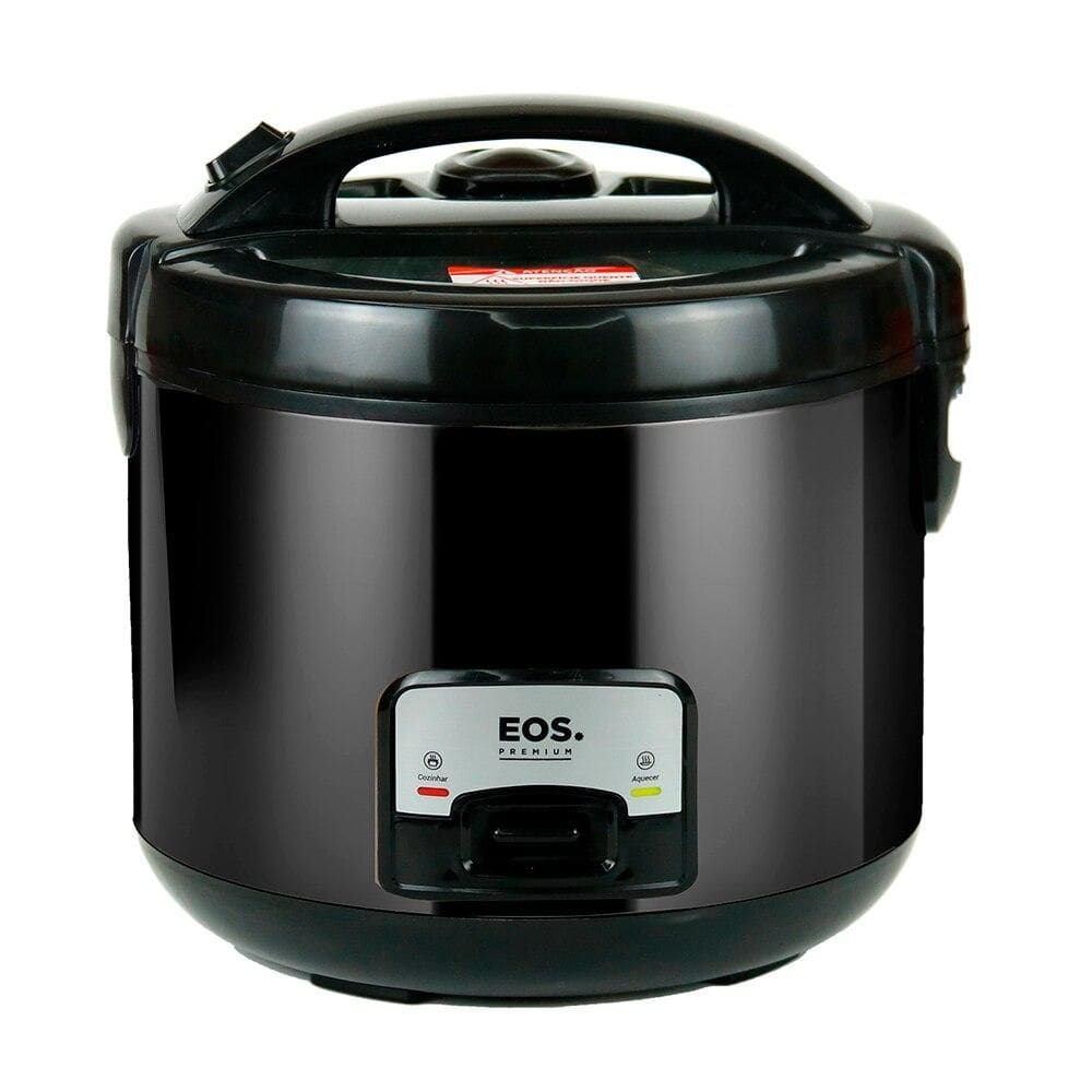Panela Elétrica de Arroz EOS 5 Xícaras Inox All Black com Tampa de Vidro Clear Glass EPA05PP 220V