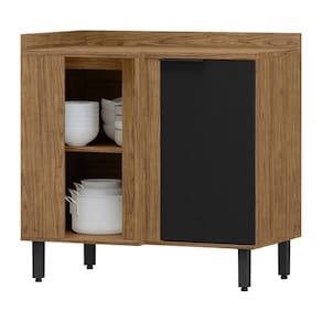 Balcao De Canto Reto Mdf 98 Cm Tosc Bt004 Freijo Nero Mxm Freijo Nero