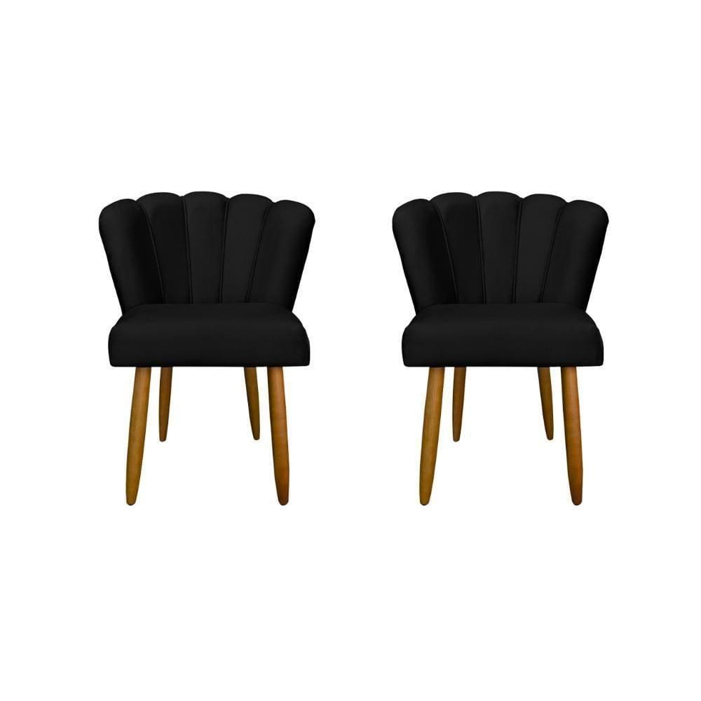 Kit 2 Cadeiras Flor Luxo Mesa De Jantar Moderna Balaqui Decor Preto