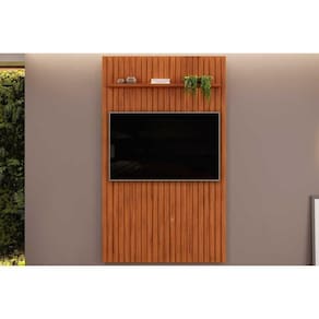 Painel Quarto P- Tv Até 55 Pol Pratic Ripado C- 1 Prateleira 143x240cm Freijo - Dj Móveis