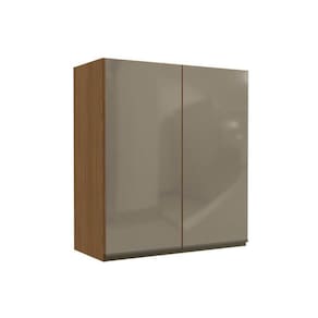 Armário Aéreo Cozinha Modulado Maxxi G765 Com 2 Portas Com Vidro Reflecta 80cm Canela