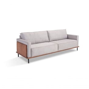 Sofa 02 E 03 Lugares Fixo 2,10 Mt Living Estofado Tecido Bege Koun