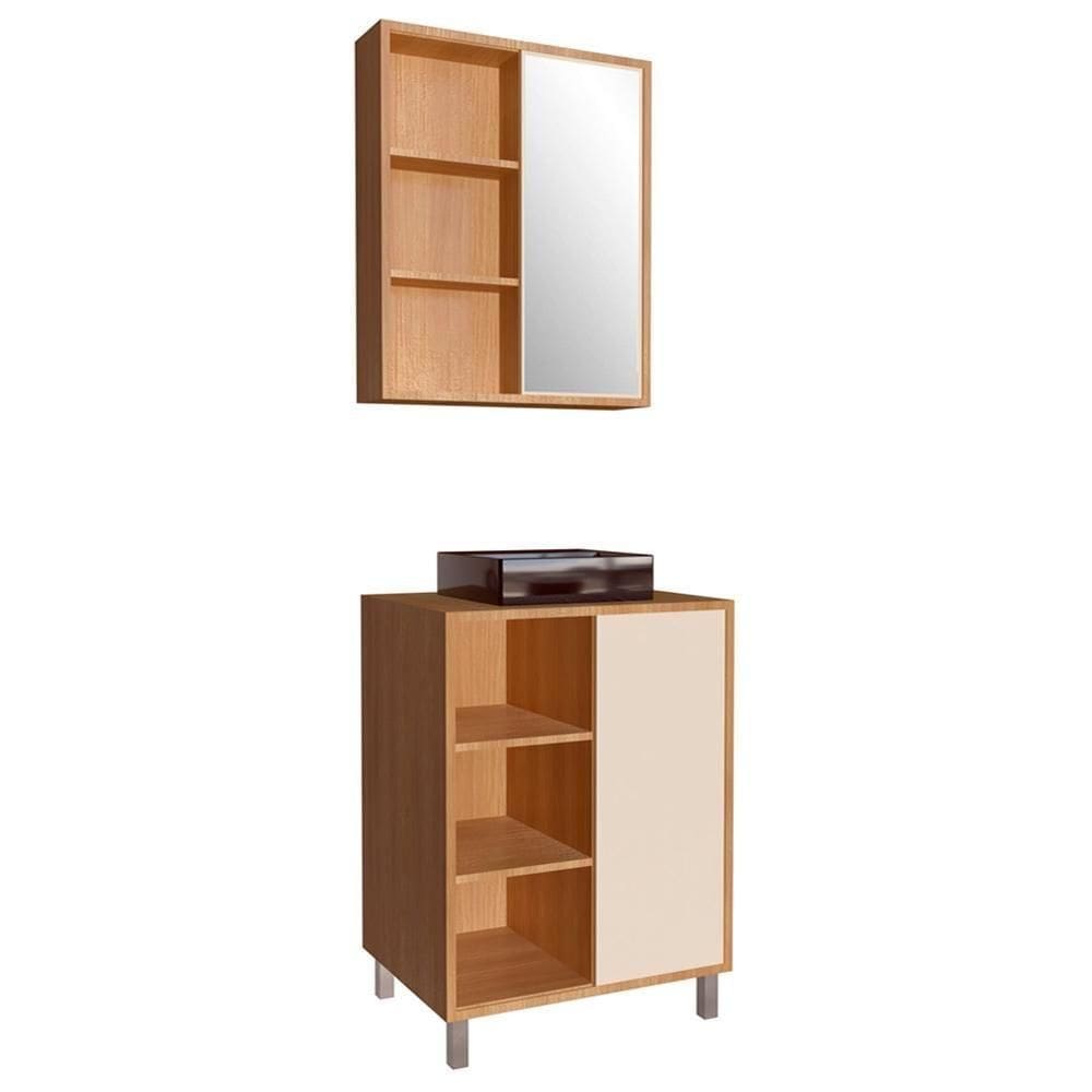 Gabinete 60 Cm Espelheira E Cuba Preta Cj7250 Mell Arenas Faem Mell Arenas
