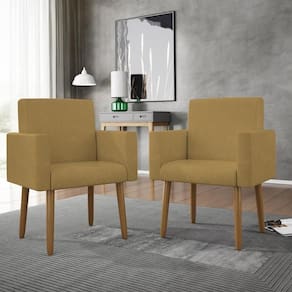 Kit 02 Cadeiras Poltronas Decorativas Com Puff Salão Balaqui Decor Capuccino