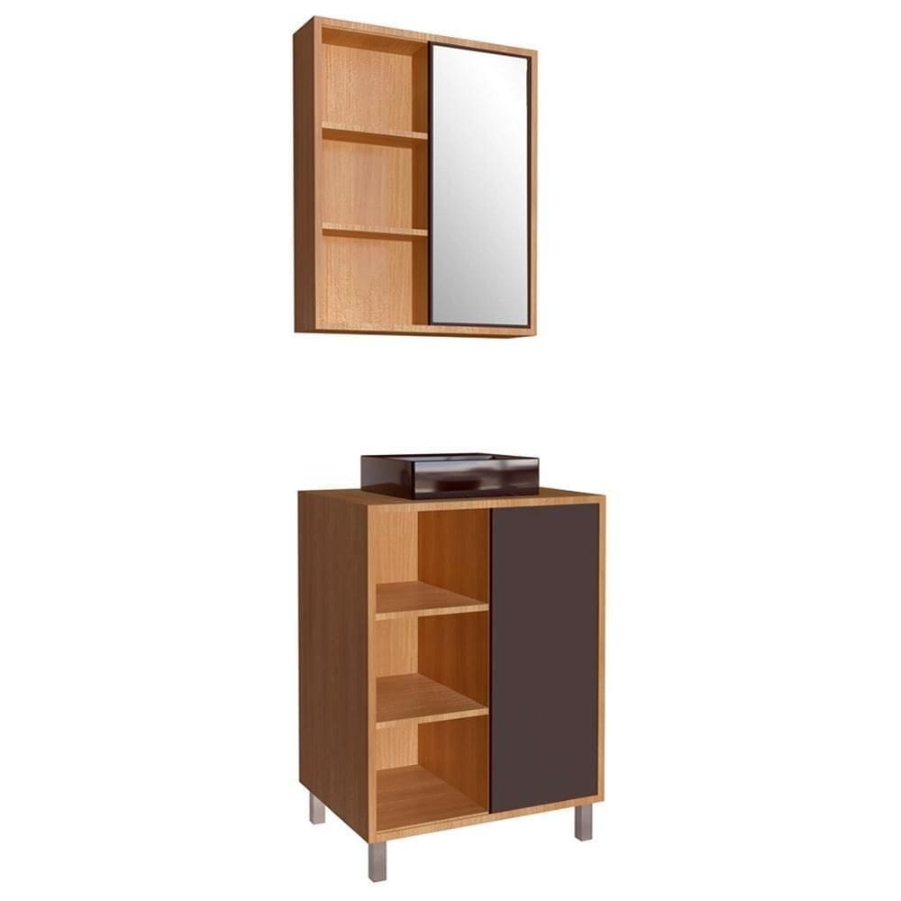 Gabinete 60 Cm Espelheira E Cuba Preta Cj7250 Mell Grafite Faem Mell Grafite