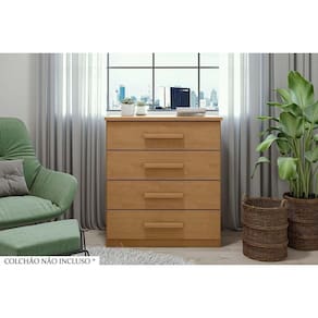 Cômoda Solteiro Baião C- 4 Gavetas Amêndoa-rovere - Lopas
