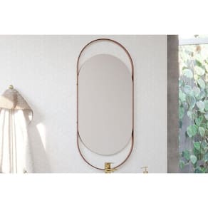 Espelheira De Banheiro Lumini Parede Oval 41x87cm Freijo-cobre - Mgm