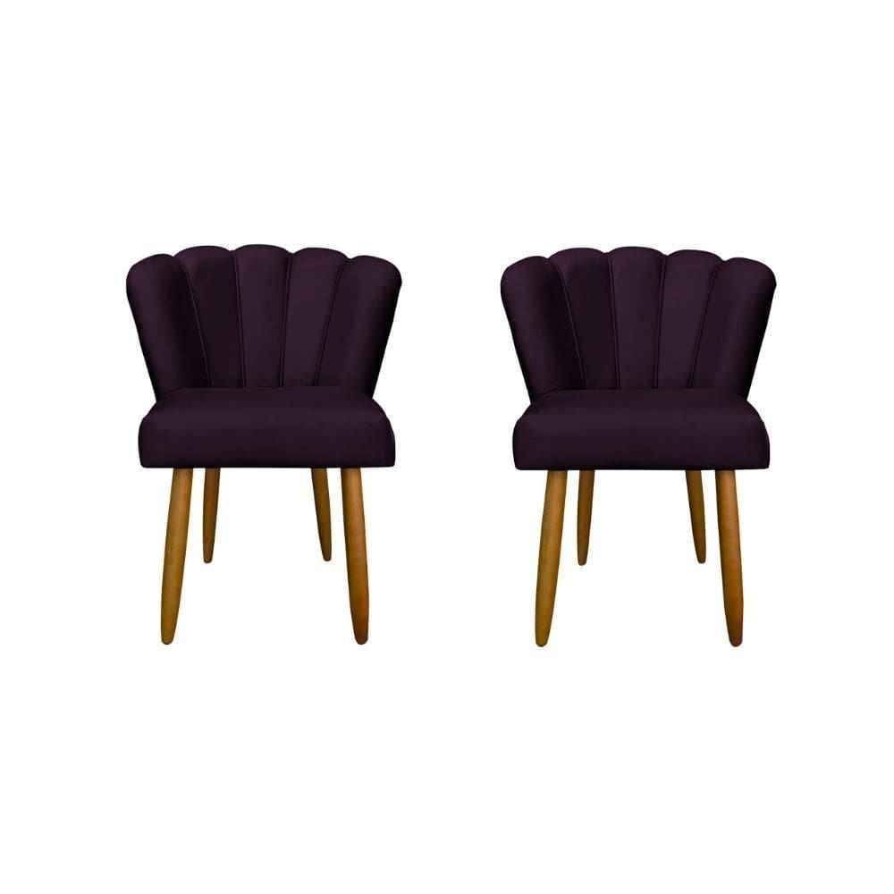 Kit 02 Cadeiras Para Mesa De Jantar Flor Pés Palito Balaqui Decor Roxo