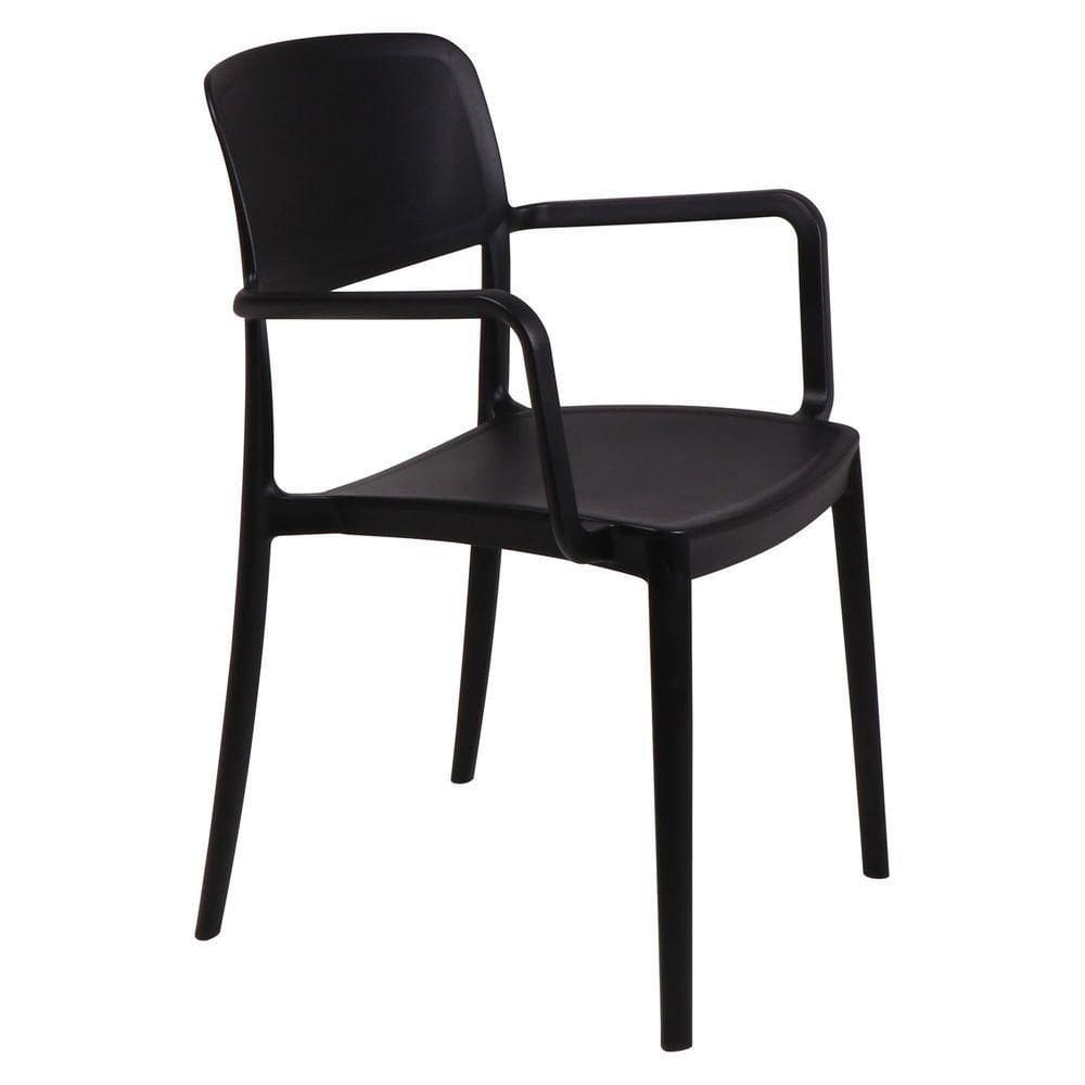 Cadeira Tramontina Marta Em Polipropileno Preta Com Braços Tramontina