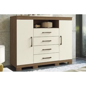 Cômoda Solteiro Master C- 2 Portas 1 Nicho E 4 Gavetas C- Pés Jatobá-areia - Santos Andirá