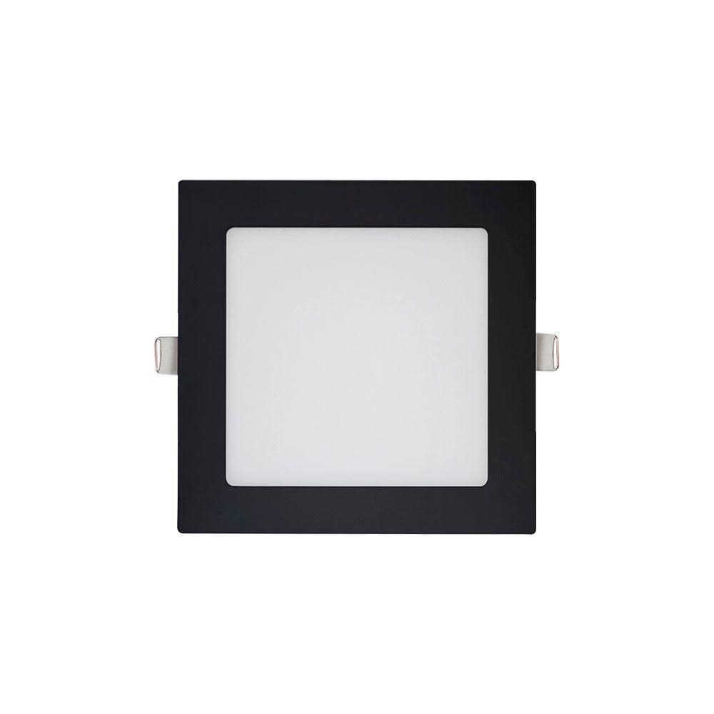 Painel De Led Blumenau Slim Quadrado De Embutir 12w Bivolt Preto 4100k Luz Neutra