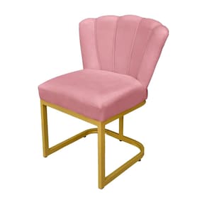 Cadeira Pétala Veludo Rosa com Base Industrial Dourada - Vallisa Decor