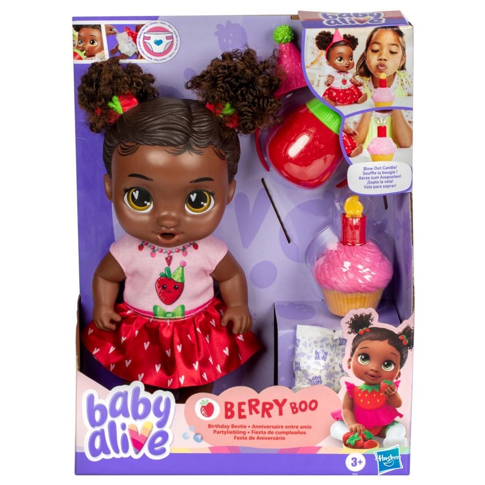 Baby Alive Aniversário Berry Boo Boneca De Cabelos Pretos