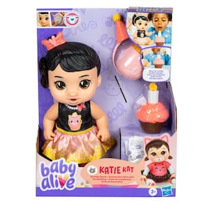 Baby Alive Aniversário Katie Kat Boneca De Cabelos Pretos