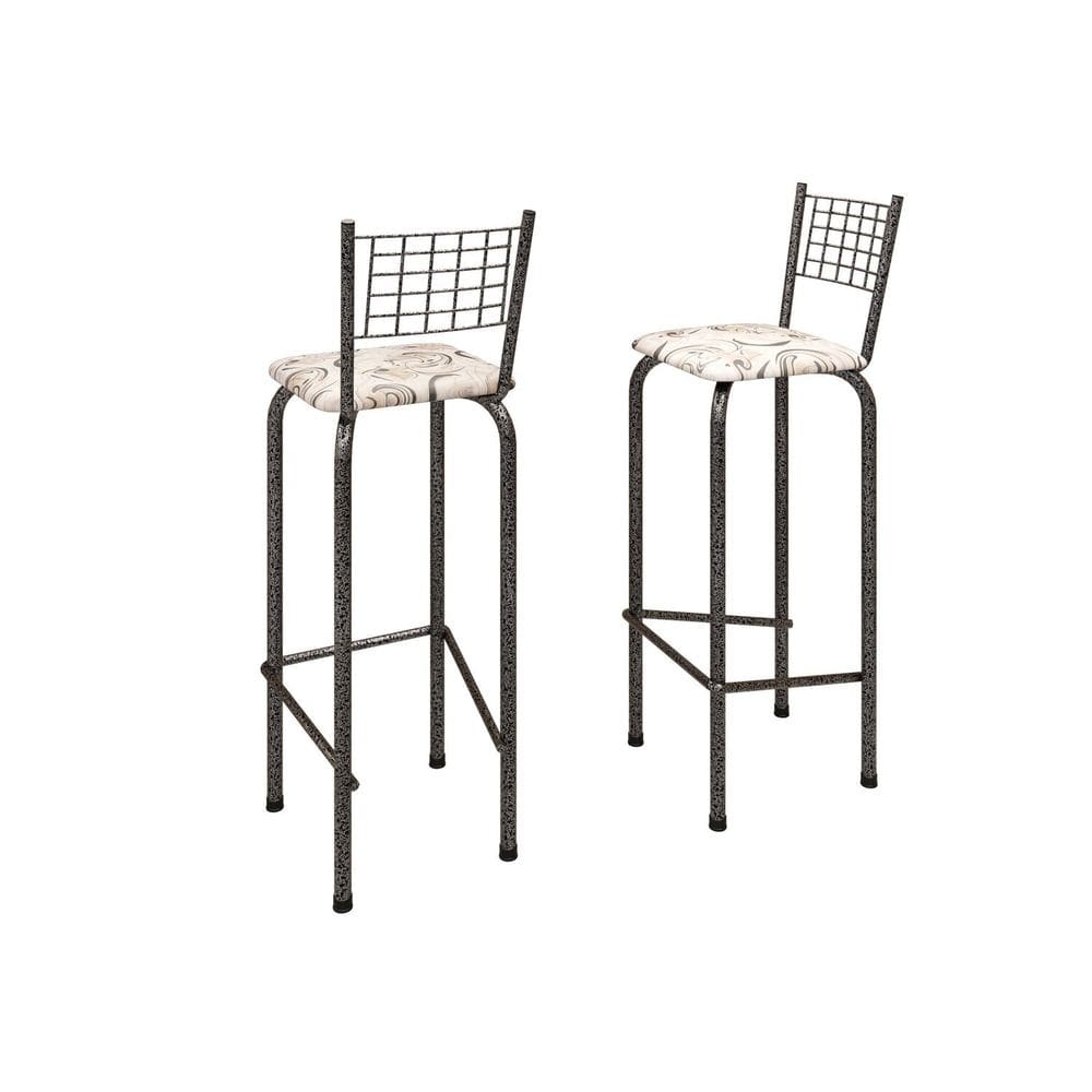 Kit com 2 Banquetas Tubular Iza 41cm X 36cm X 96cm Arabesco/ Prata
