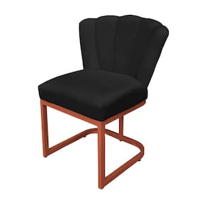Cadeira Flor para Escritório Veludo Preto Base Cobre - Vallisa Decor
