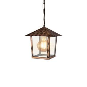 Lustre Pendente Blumenau Colonial Nina Quadrado Vidro Liso Cobre E27 Bivolt Cobre